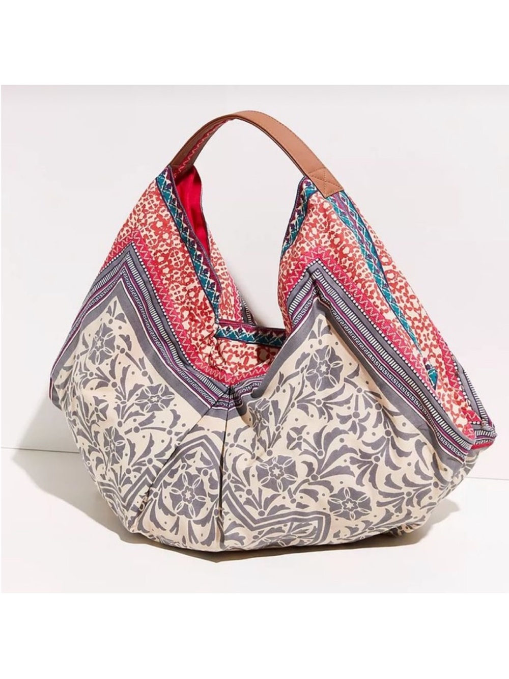 RARE! Free People! Poppy Crescent Embroidered Bag In Warm Grey EUC!